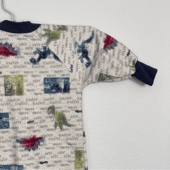 Carter's | Vintage Boys Grey Fleece Dinosaur Footed Sleeper Winter Pajamas - Picture 4 of 12